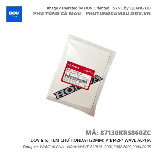 TEM CHỮ HONDA (120MM) P*B142P* WAVE ALPHA — 87130KRS860ZC