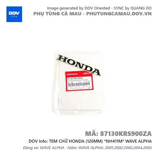 TEM CHỮ HONDA (120MM) *NH411M* WAVE ALPHA — 87130KRS900ZA