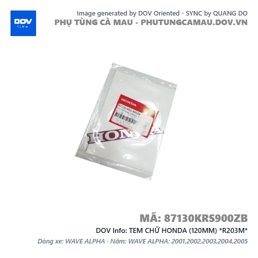 TEM CHỮ HONDA (120MM) *R203M*  — 87130KRS900ZB