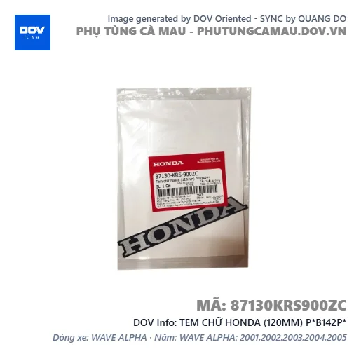 TEM CHỮ HONDA (120MM) P*B142P*  — 87130KRS900ZC