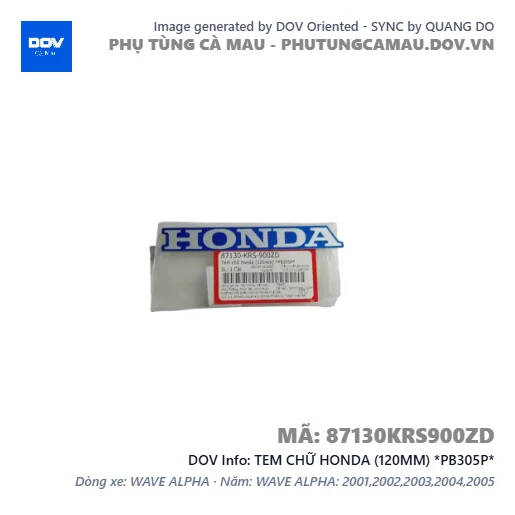 TEM CHỮ HONDA (120MM) *PB305P*  — 87130KRS900ZD