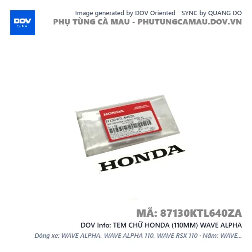 TEM CHỮ HONDA (110MM) WAVE ALPHA — 87130KTL640ZA