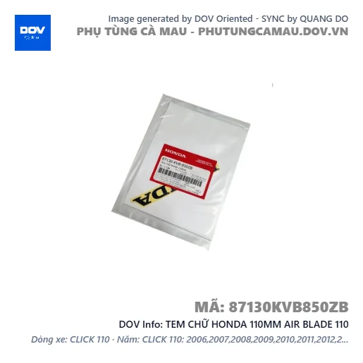 TEM CHỮ HONDA 110MM AIR BLADE 110 — 87130KVB850ZB