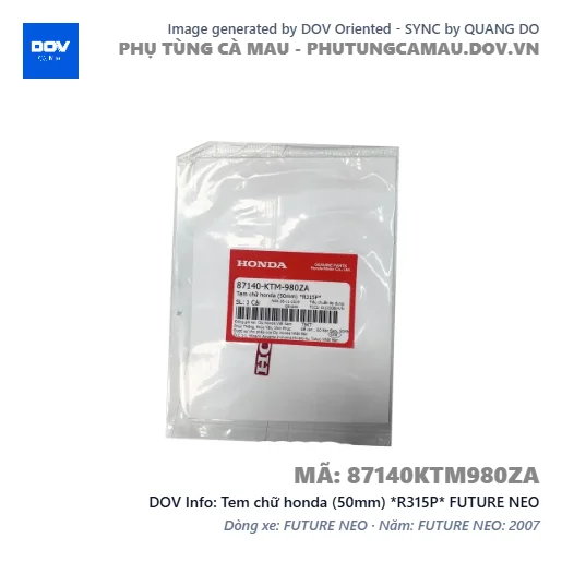 Tem chữ honda (50mm) *R315P* FUTURE NEO — 87140KTM980ZA
