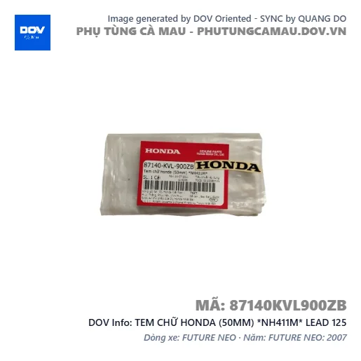 TEM CHỮ HONDA (50MM) *NH411M* LEAD 125 — 87140KVL900ZB