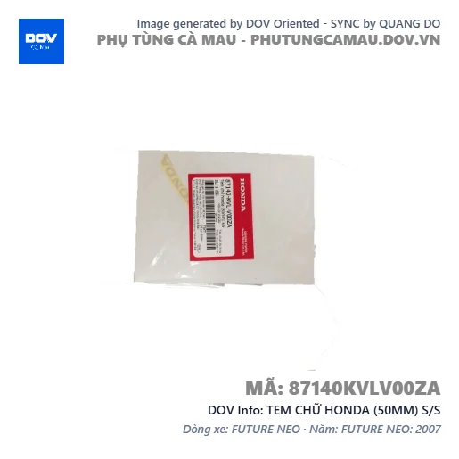TEM CHỮ HONDA (50MM) S/S  — 87140KVLV00ZA