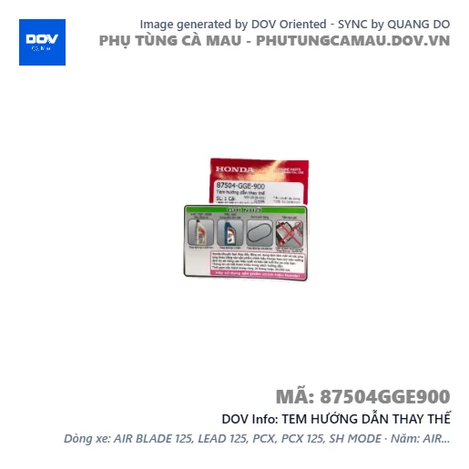 TEM HƯỚNG DẪN THAY THẾ  — 87504GGE900