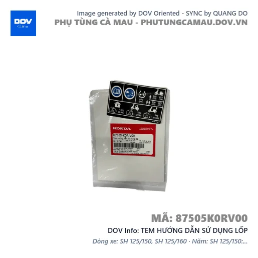 TEM HƯỚNG DẪN SỬ DỤNG LỐP  — 87505K0RV00