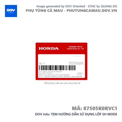 TEM HƯỚNG DẪN SỬ DỤNG LỐP SH MODE — 87505K0RVC1