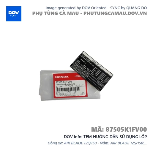 TEM HƯỚNG DẪN SỬ DỤNG LỐP  — 87505K1FV00