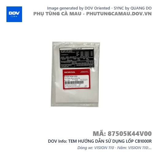 TEM HƯỚNG DẪN SỬ DỤNG LỐP CB1000R — 87505K44V00