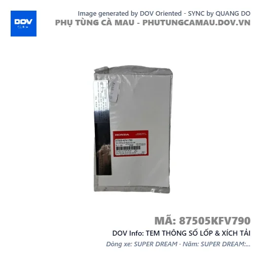 TEM THÔNG SỐ LỐP & XÍCH TẢI  — 87505KFV790