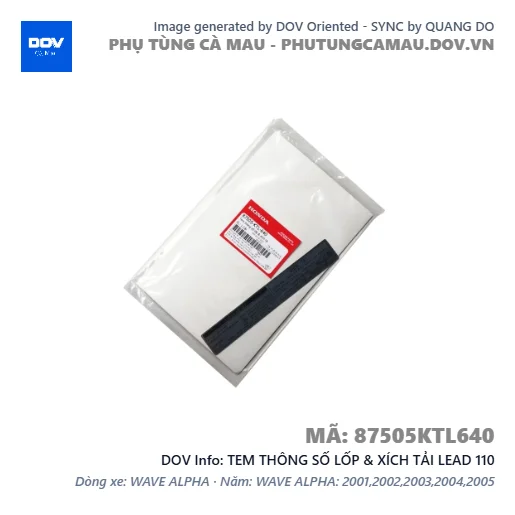 TEM THÔNG SỐ LỐP & XÍCH TẢI LEAD 110 — 87505KTL640