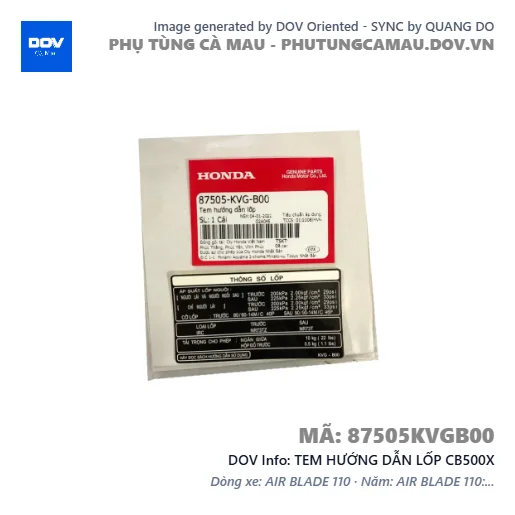 TEM HƯỚNG DẪN LỐP CB500X — 87505KVGB00