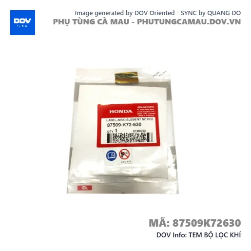 TEM BỘ LỌC KHÍ — 87509K72630