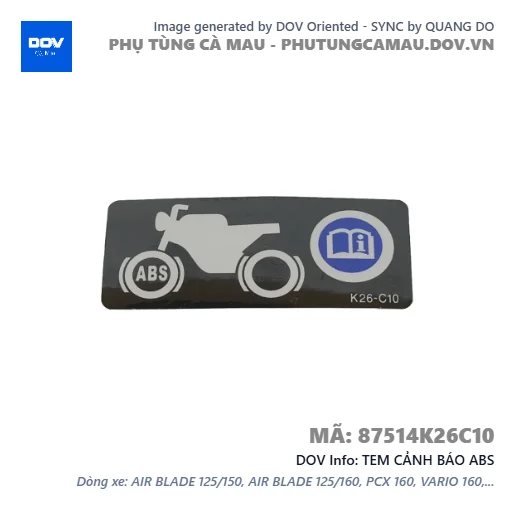 TEM CẢNH BÁO ABS  — 87514K26C10