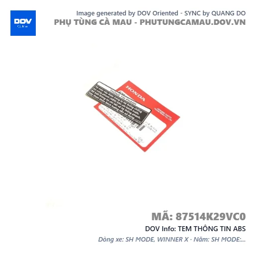 TEM THÔNG TIN ABS — 87514K29VC0