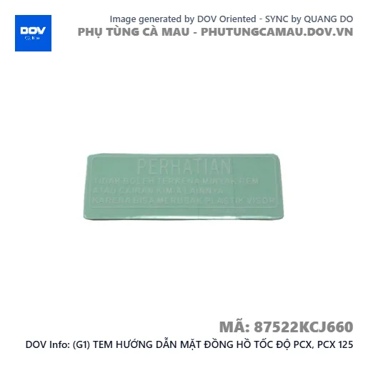 (G1) TEM HƯỚNG DẪN MẶT ĐỒNG HỒ TỐC ĐỘ PCX, PCX 125 — 87522KCJ660