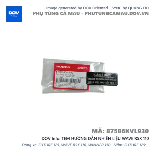 TEM HƯỚNG DẪN NHIÊN LIỆU WAVE RSX 110 — 87586KVL930
