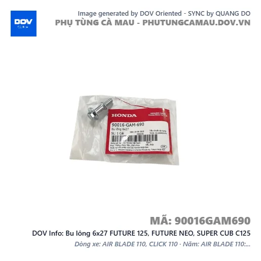 Bu lông 6x27 FUTURE 125, FUTURE NEO, SUPER CUB C125 — 90016GAM690
