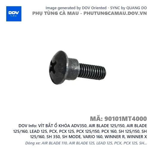 VÍT BẮT Ổ KHÓA ADV350, AIR BLADE 125/150, AIR BLADE 125/160, LEAD 125, PCX, PCX 125, PCX 125/150, PCX 160, SH 125/150, SH 125/160, SH 350, SH MODE, VARIO 160, WINNER R, WINNER X — 90101MT4000