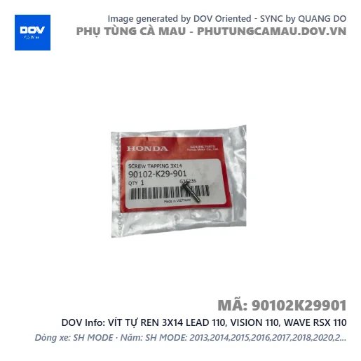 VÍT TỰ REN 3X14 LEAD 110, VISION 110, WAVE RSX 110 — 90102K29901