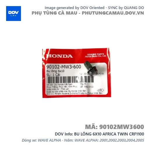 BU LÔNG 6X10 AFRICA TWIN CRF1100 — 90102MW3600