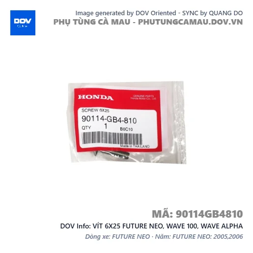 VÍT 6X25 FUTURE NEO, WAVE 100, WAVE ALPHA — 90114GB4810
