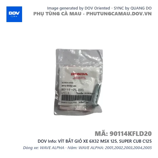 VÍT BẮT GIỎ XE 6X32 MSX 125, SUPER CUB C125 — 90114KFLD20