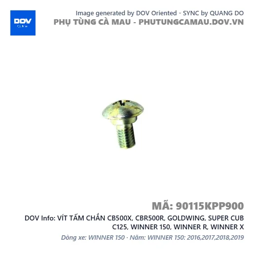 VÍT TẤM CHẮN CB500X, CBR500R, GOLDWING, SUPER CUB C125, WINNER 150, WINNER R, WINNER X — 90115KPP900