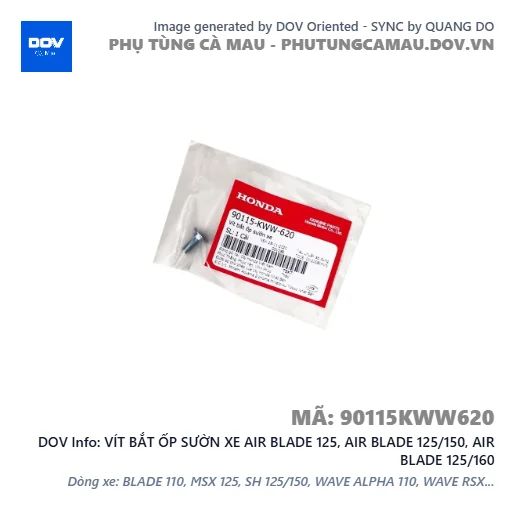 VÍT BẮT ỐP SƯỜN XE AIR BLADE 125, AIR BLADE 125/150, AIR BLADE 125/160 — 90115KWW620