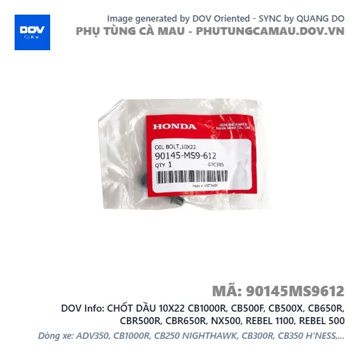 CHỐT DẦU 10X22 CB1000R, CB500F, CB500X, CB650R, CBR500R, CBR650R, NX500, REBEL 1100, REBEL 500 — 90145MS9612