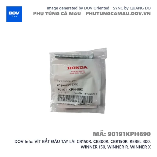 VÍT BẮT ĐẦU TAY LÁI CB150R, CB300R, CBR150R, REBEL 300, WINNER 150, WINNER R, WINNER X — 90191KPH690