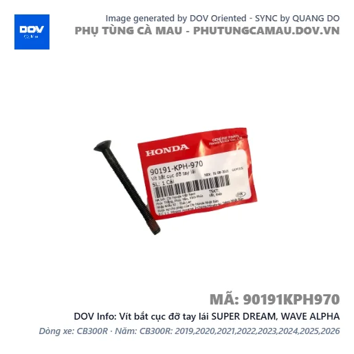 Vít bắt cục đỡ tay lái SUPER DREAM, WAVE ALPHA — 90191KPH970