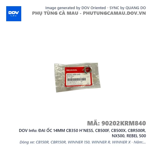 ĐAI ỐC 14MM CB350 H'NESS, CB500F, CB500X, CBR500R, NX500, REBEL 500 — 90202KRM840