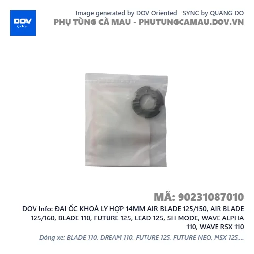 ĐAI ỐC KHOÁ LY HỢP 14MM AIR BLADE 125/150, AIR BLADE 125/160, BLADE 110, FUTURE 125, LEAD 125, SH MODE, WAVE ALPHA 110, WAVE RSX 110 — 90231087010
