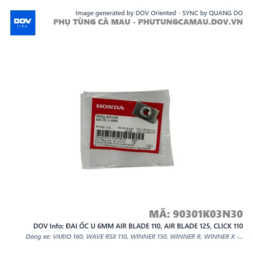 ĐAI ỐC U 6MM AIR BLADE 110, AIR BLADE 125, CLICK 110 — 90301K03N30