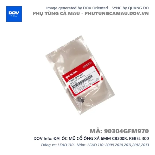 ĐAI ỐC MŨ CỔ ỐNG XẢ 6MM CB300R, REBEL 300 — 90304GFM970