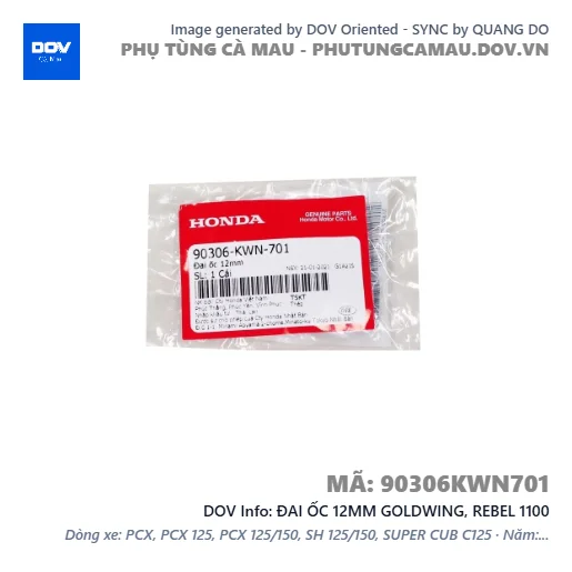 ĐAI ỐC 12MM GOLDWING, REBEL 1100 — 90306KWN701