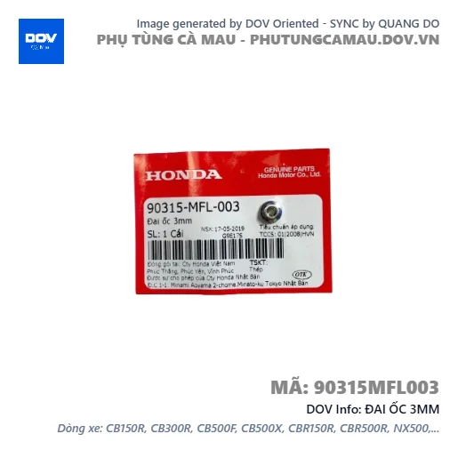 ĐAI ỐC 3MM  — 90315MFL003