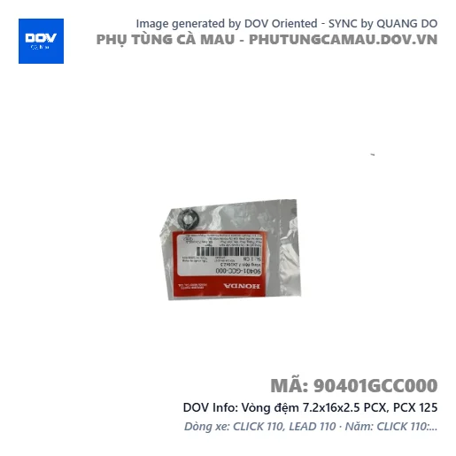 Vòng đệm 7.2x16x2.5 PCX, PCX 125 — 90401GCC000