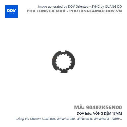 VÒNG ĐỆM 17MM  — 90402K56N00
