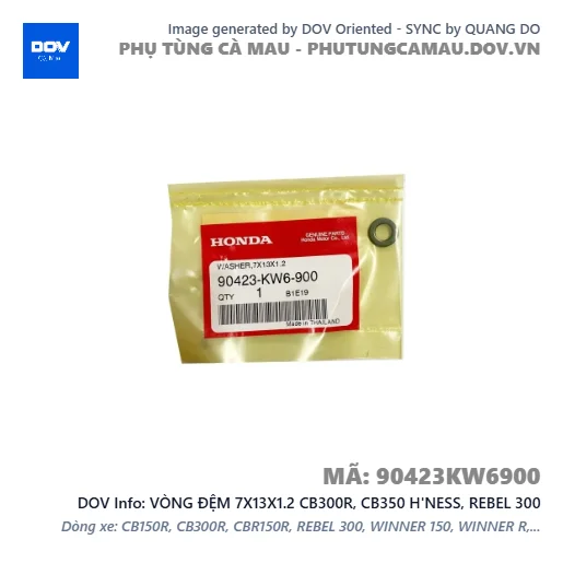VÒNG ĐỆM 7X13X1.2 CB300R, CB350 H'NESS, REBEL 300 — 90423KW6900