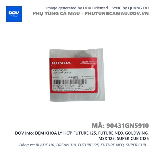 ĐỆM KHOÁ LY HỢP FUTURE 125, FUTURE NEO, GOLDWING, MSX 125, SUPER CUB C125 — 90431GN5910