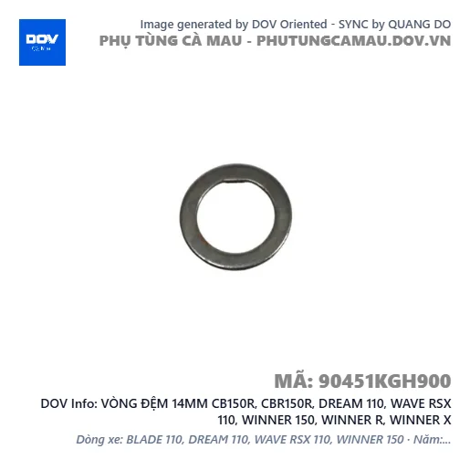VÒNG ĐỆM 14MM CB150R, CBR150R, DREAM 110, WAVE RSX 110, WINNER 150, WINNER R, WINNER X — 90451KGH900