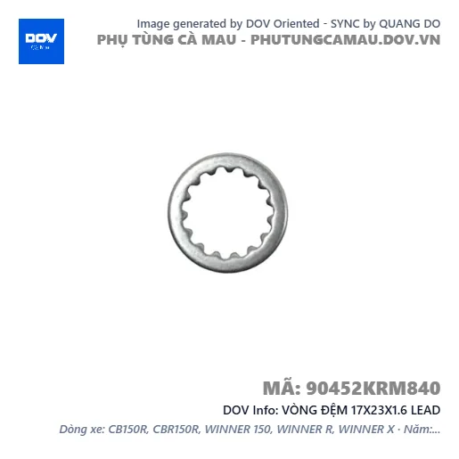 VÒNG ĐỆM 17X23X1.6 LEAD — 90452KRM840