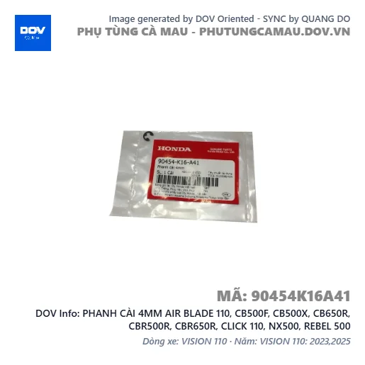 PHANH CÀI 4MM AIR BLADE 110, CB500F, CB500X, CB650R, CBR500R, CBR650R, CLICK 110, NX500, REBEL 500 — 90454K16A41