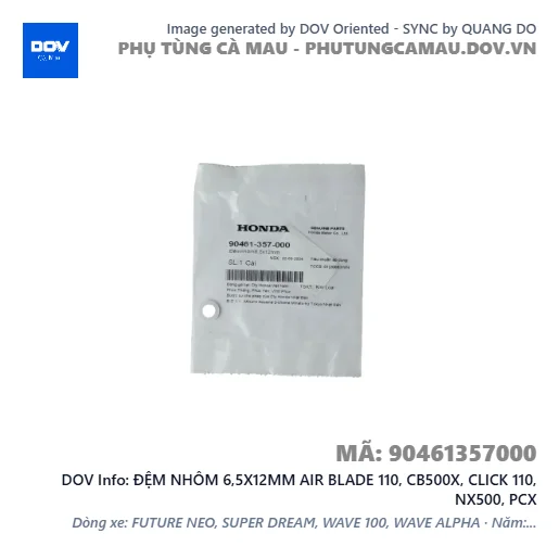 ĐỆM NHÔM 6,5X12MM AIR BLADE 110, CB500X, CLICK 110, NX500, PCX — 90461357000