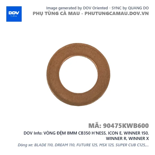 VÒNG ĐỆM 8MM CB350 H'NESS, ICON E, WINNER 150, WINNER R, WINNER X — 90475KWB600