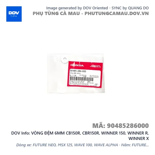 VÒNG ĐỆM 6MM CB150R, CBR150R, WINNER 150, WINNER R, WINNER X — 90485286000